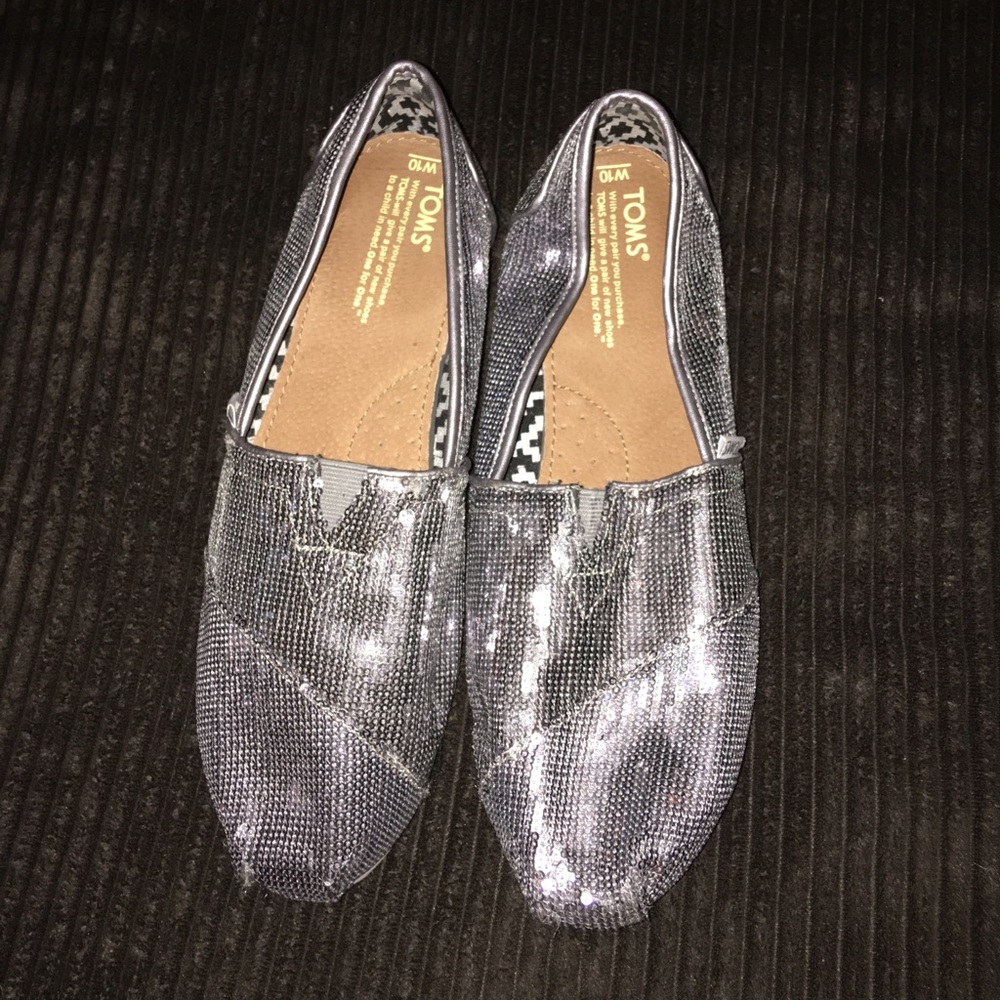 Silver Sequin Toms